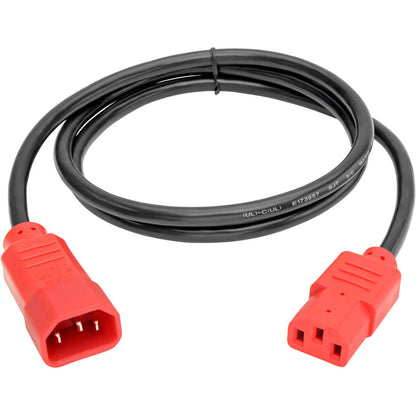 Tripp Lite 4ft Computer Power Cord Extension Cable C14 to C13 Red 10A 18AWG 4'