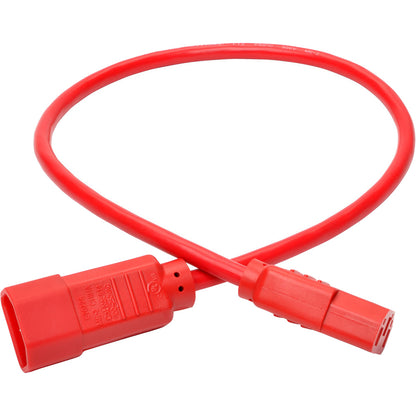 Tripp Lite 2ft Computer Power Extension Cord 10A 18 AWG C14 to C13 Red 2'