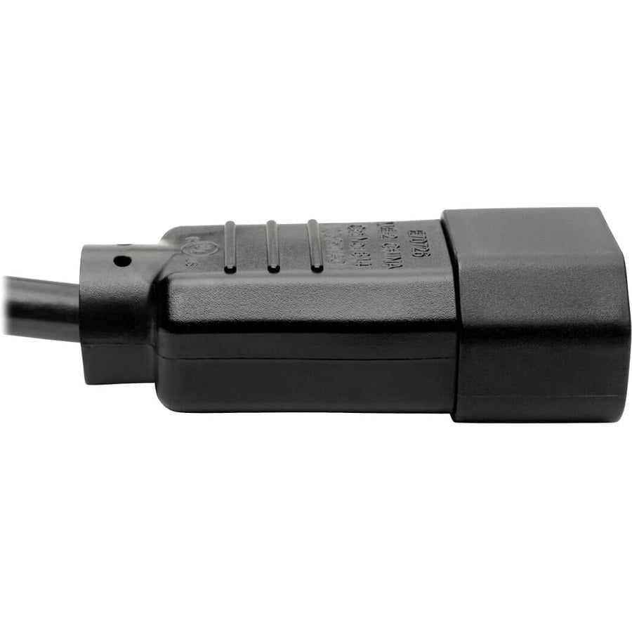 Tripp Lite 2ft Computer Cord Extension Cable C14 to Left Angle C13 10A 18AWG 2'