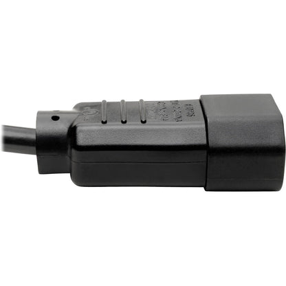 Tripp Lite 2ft Computer Cord Extension Cable C14 to Left Angle C13 10A 18AWG 2'