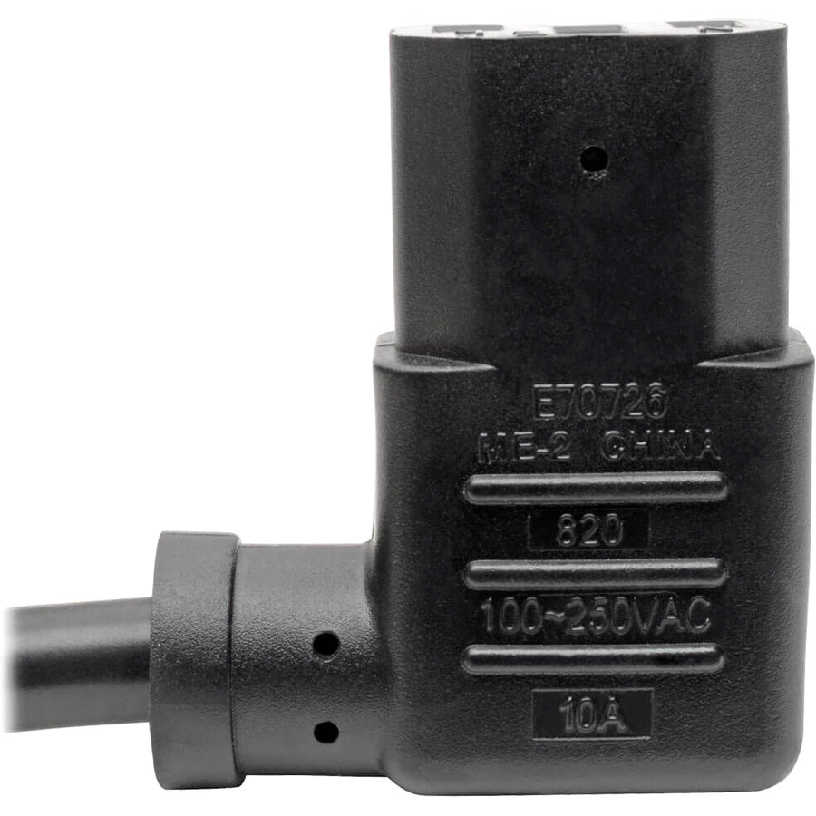 Tripp Lite 2ft Computer Cord Extension Cable C14 to Left Angle C13 10A 18AWG 2'