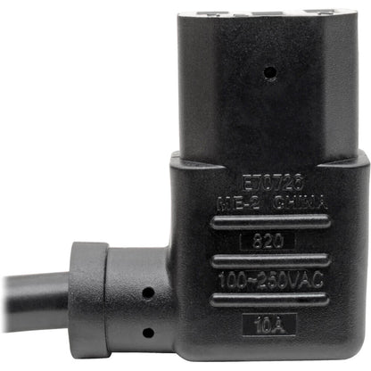 Tripp Lite 2ft Computer Cord Extension Cable C14 to Left Angle C13 10A 18AWG 2'