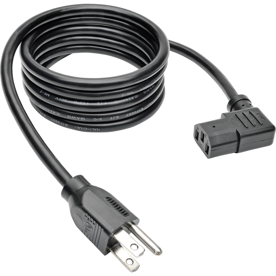 Tripp Lite Computer Power Cord 10A 18AWG 5-15P to Right Angle C13 10' 10ft