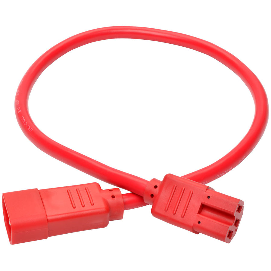Tripp Lite 2ft Heavy Duty Power Extension Cord 15A 14 AWG C14 C15 Red 2'