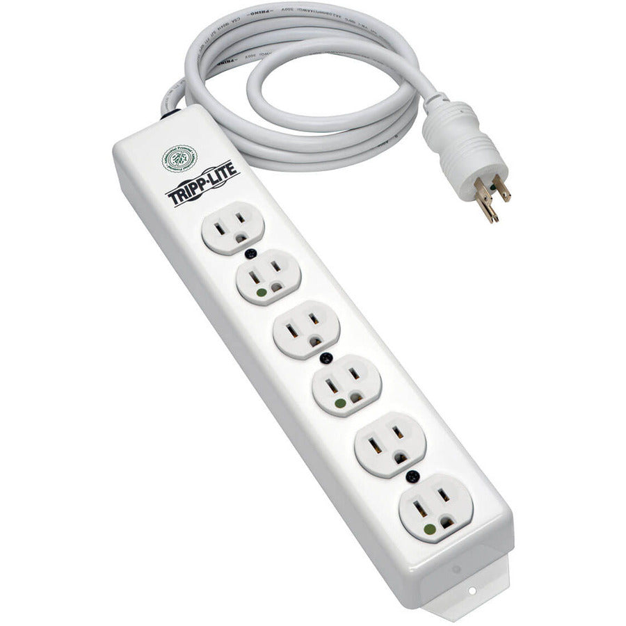 Tripp Lite Safe-IT Power Strip Hospital Medical Antimicrobial 120V 5-15R-HG 6 Outlet 1.5' Cord Metal