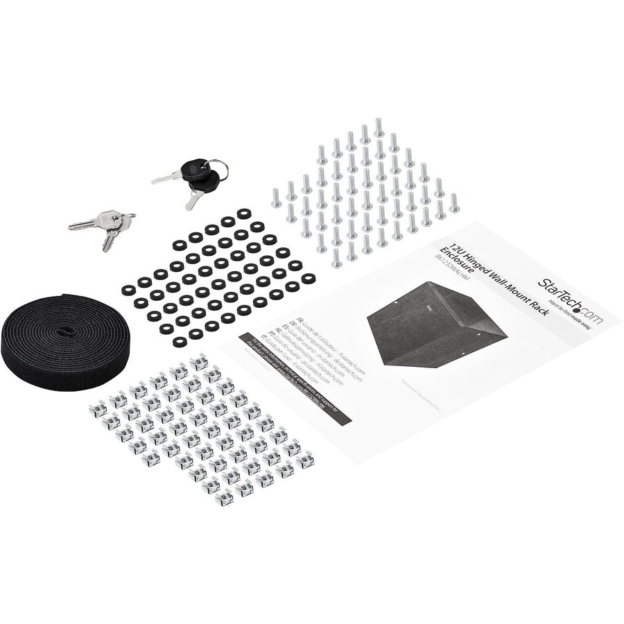 StarTech.com 12U 19" Wall Mount Network Cabinet - 24" Deep Hinged Vented Server Room Enclosure Locking Flexible IT Equipment Rack w/Shelf