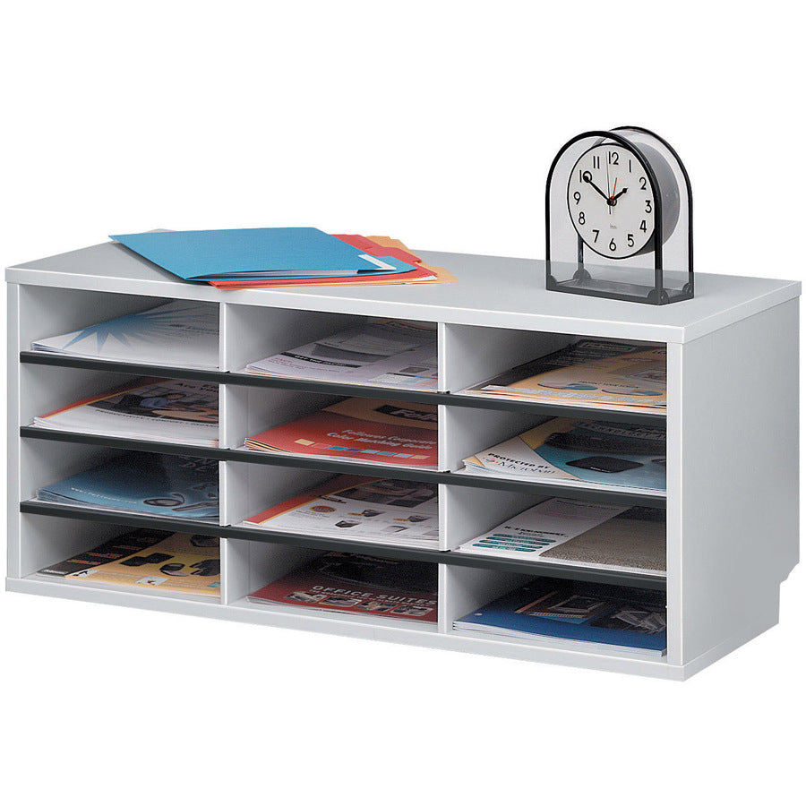 Fellowes Literature Organizer - 12 Compartment Sorter, Dove Gray