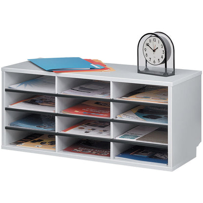 Fellowes Literature Organizer - 12 Compartment Sorter, Dove Gray