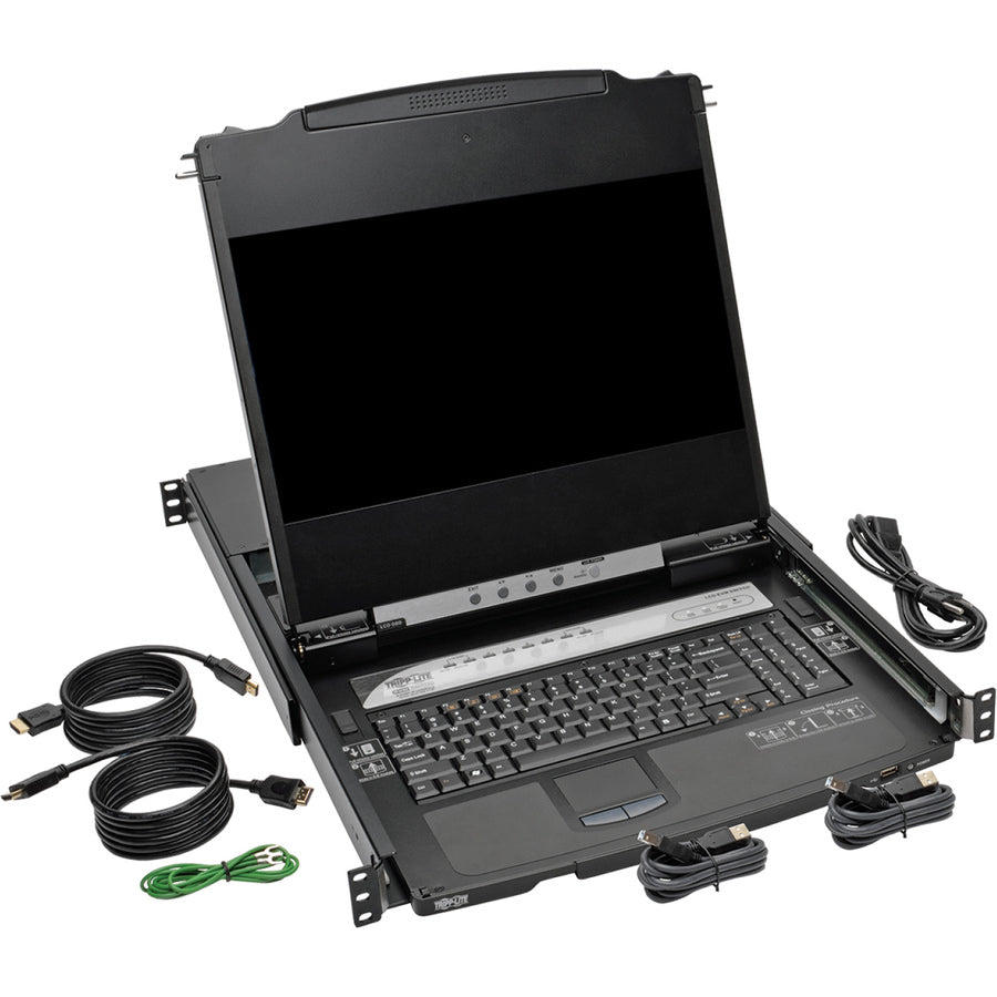 Tripp Lite 8-Port Rackmount Console HDMI KVM Switch 17" LCD IP Remote Access
