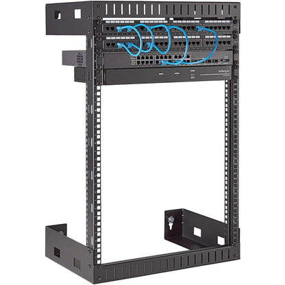 StarTech.com 15U 19" Wall Mount Network Rack, 12" Deep 2 Post Open Frame Server Room Rack for Data/AV/IT/Computer Equipment/Patch Panel with Cage Nuts & Screws 200lb Weight Capacity, Black