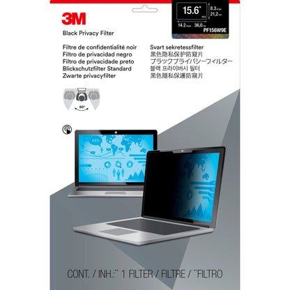 3M Privacy Filter Black - For 15.6" Widescreen LCD Notebook - 16:9 - Dust Resistant, Scratch Resistant - For 15.6" Widescreen LCD Notebook - 16:9 - Dust Resistant, Scratch Resistant