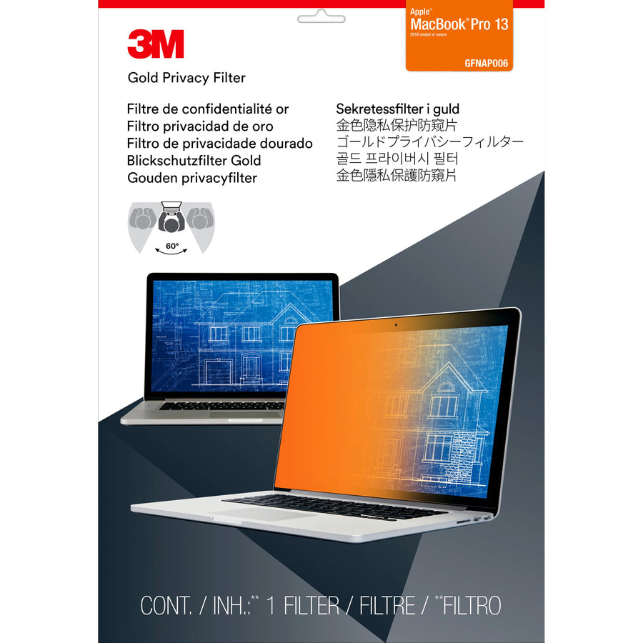 3M Privacy Screen Filter Gold, Glossy Black