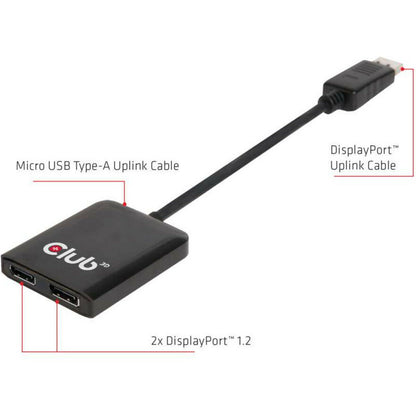 Club 3D Multi Stream Transport (MST) Hub DisplayPort 1.2 Dual Monitor USB Powered