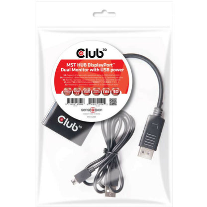 Club 3D Multi Stream Transport (MST) Hub DisplayPort 1.2 Dual Monitor USB Powered
