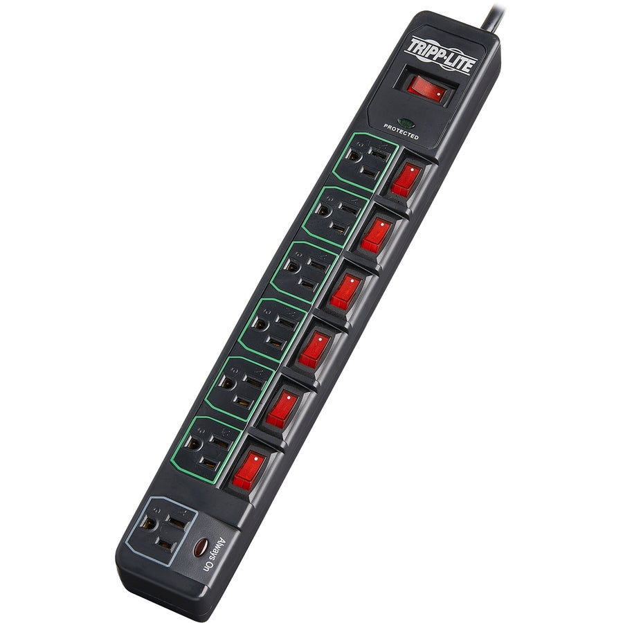 Tripp Lite Eco Surge Protector Power Strip Green 7-Outlet 6ft Cord, Black
