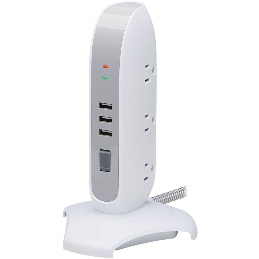 Tripp Lite Surge Protector Tower 5-Outlet 3 USB Ports 6ft Cord 5-15P White