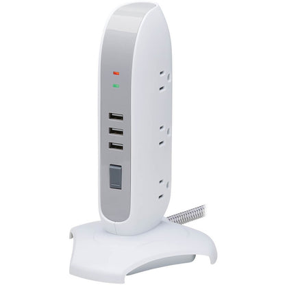 Tripp Lite Surge Protector Tower 5-Outlet 3 USB Ports 6ft Cord 5-15P White