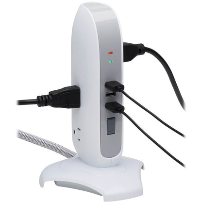 Tripp Lite Surge Protector Tower 5-Outlet 3 USB Ports 6ft Cord 5-15P White