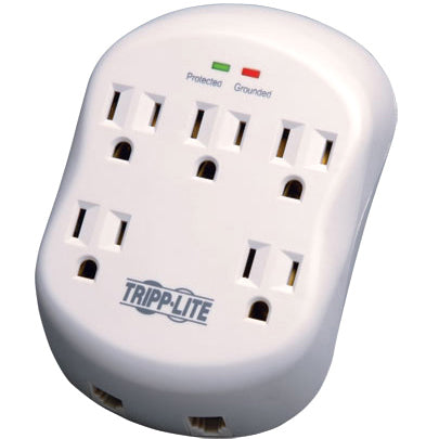 Tripp Lite Surge Protector Wallmount Direct Plug In 5 Outlet RJ11 1080 Joules