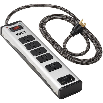 Tripp Lite Surge Protector Power Strip 5-Outlet Metal with USB-A & USB C Charging