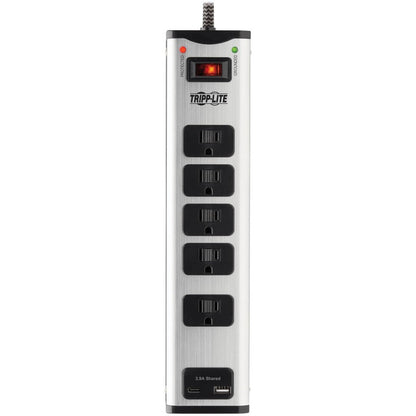 Tripp Lite Surge Protector Power Strip 5-Outlet Metal with USB-A & USB C Charging