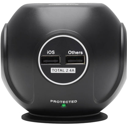Tripp Lite Surge Protector with 3-Outlets & 4 USB Ports Spherical Black 6ft Cord
