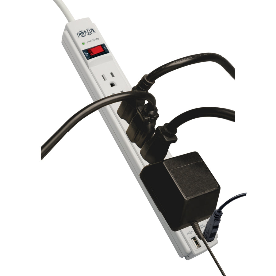Tripp Lite Surge Protector Power Strip 120V USB 6 Outlet 6' Cord 990 Joule