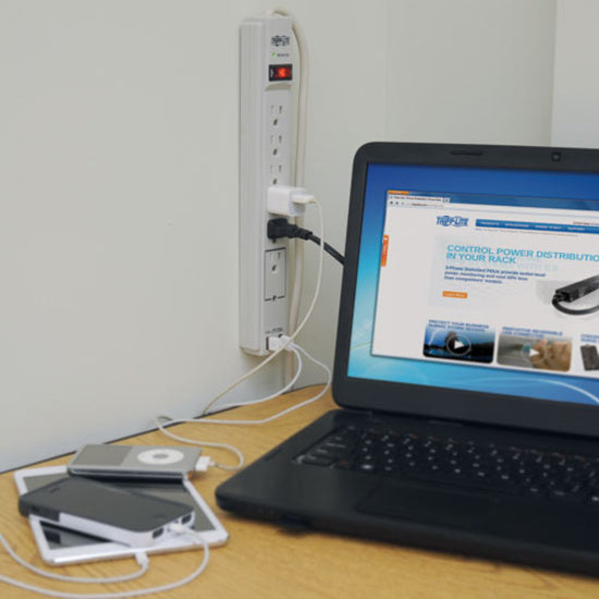 Tripp Lite Surge Protector Power Strip 120V USB 6 Outlet 6' Cord 990 Joule