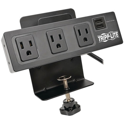 Tripp Lite 3-Outlet Surge Protector Power Strip Clamp w/ 2-Port USB Charging