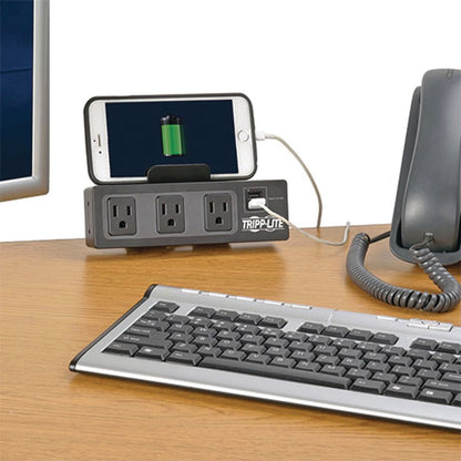 Tripp Lite 3-Outlet Surge Protector Power Strip Clamp w/ 2-Port USB Charging
