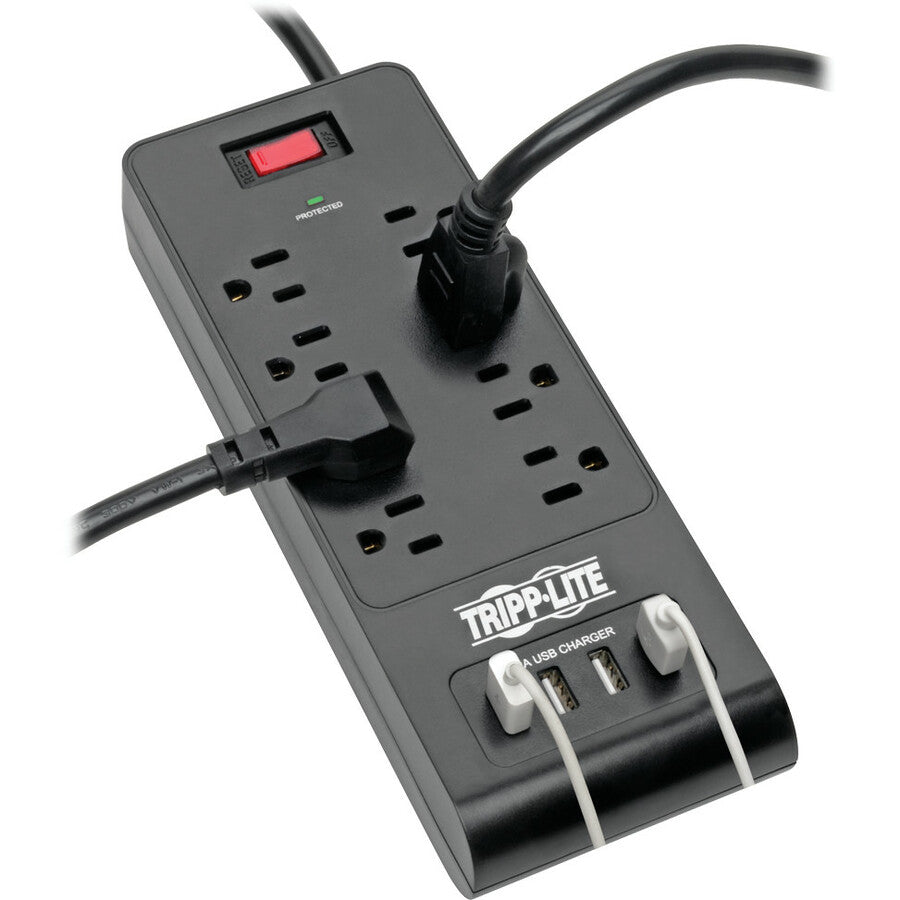 Tripp Lite Surge Protector Power Strip 8-Outlets 4 USB Ports 6ft Cord Black