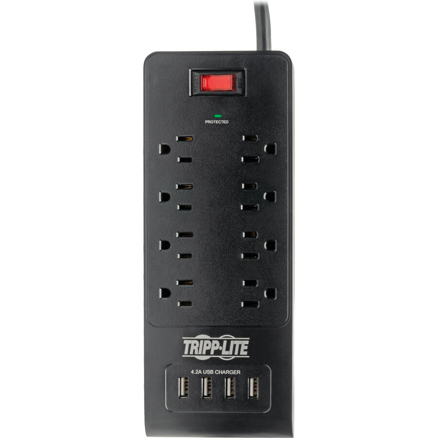 Tripp Lite Surge Protector Power Strip 8-Outlets 4 USB Ports 6ft Cord Black