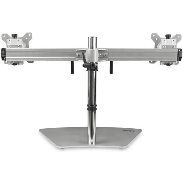 StarTech.com Dual Monitor Stand - Free Standing Desktop Pole Stand for 2x 24" VESA Mount Displays -Synchronized Height Adjustable - Silver