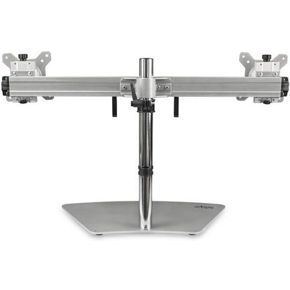 StarTech.com Dual Monitor Stand - Free Standing Desktop Pole Stand for 2x 24" VESA Mount Displays -Synchronized Height Adjustable - Silver