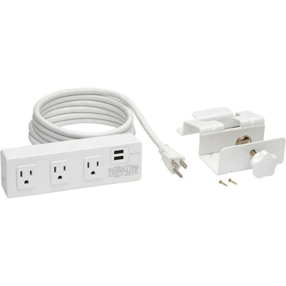 Tripp Lite 3-Outlet Surge Protector Power Strip w/ 2-Port USB Charging White
