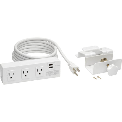 Tripp Lite 3-Outlet Surge Protector Power Strip w/ 2-Port USB Charging White