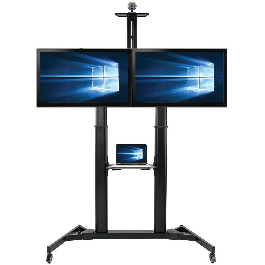 Tripp Lite Dual Screen Mobile TV Floor Stand Cart Height-Adjustable 35-45in