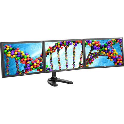 Atdec triple monitor desk mount with a freestanding base - Loads up to 17.6lb - VESA 75x75, 100x100