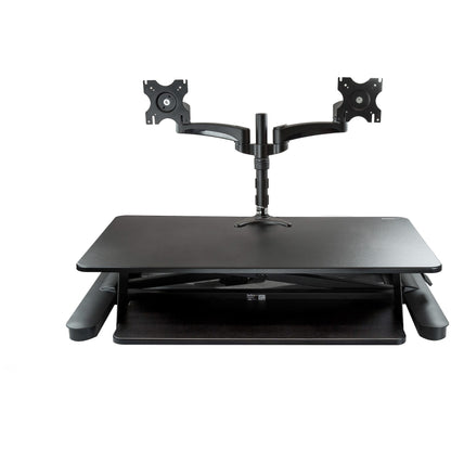 StarTech.com Dual Monitor Sit Stand Desk Converter - 35" Wide - Height Adjustable Standing Desk Solution -Dual Arms for up to 24" Monitors