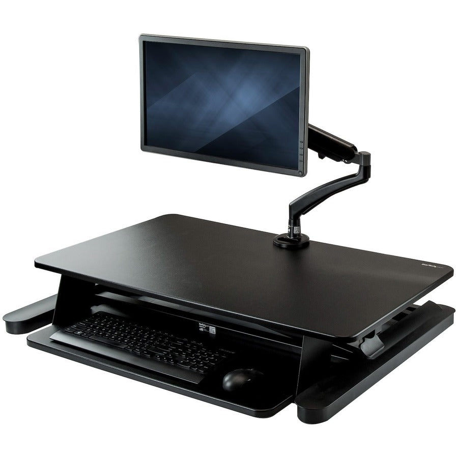 StarTech.com Sit-Stand Desk Converter with Monitor Arm - Up to 26" Monitor - 35" Wide Work Surface - Height Adjustable Standing Desk Converter