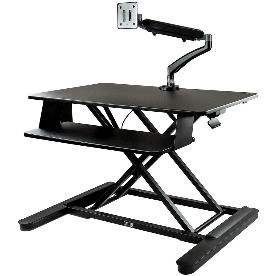 StarTech.com Sit-Stand Desk Converter with Monitor Arm - Up to 26" Monitor - 35" Wide Work Surface - Height Adjustable Standing Desk Converter