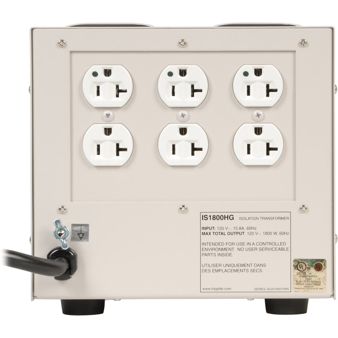 Tripp Lite Isolation Transformer 1800W Medical Surge 120V 6 Outlet TAA GSA
