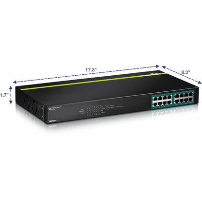 TRENDnet 16-Port Gigabit PoE+ Switch, 16 x Gigabit PoE+ Ports, 246W PoE Power Budget, 32 Gbps Switching Capacity, Desktop Switch, Ethernet Network Switch, Metal, Lifetime Protection, Black, TPE-TG160g