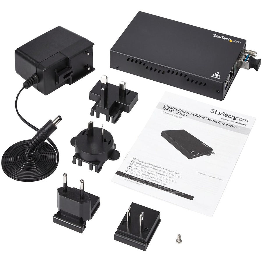 StarTech.com Gigabit Ethernet Copper-to-Fiber Media Converter - SM LC - 20 km - Ethernet Media Converter - GbE Converter