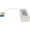 Rocstor Premium Portable 4 Port SuperSpeed Mini USB 3.0 Hub - Aluminum Silver - USB - External - 4 USB Ports Female - 4 USB 3.0 Ports - PC, Mac - 6 in Mini Hub with Built-in SuperSpeed Cable 5Gbps