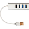 Rocstor Premium Portable 4 Port SuperSpeed Mini USB 3.0 Hub - Aluminum Silver - USB - External - 4 USB Ports Female - 4 USB 3.0 Ports - PC, Mac - 6 in Mini Hub with Built-in SuperSpeed Cable 5Gbps