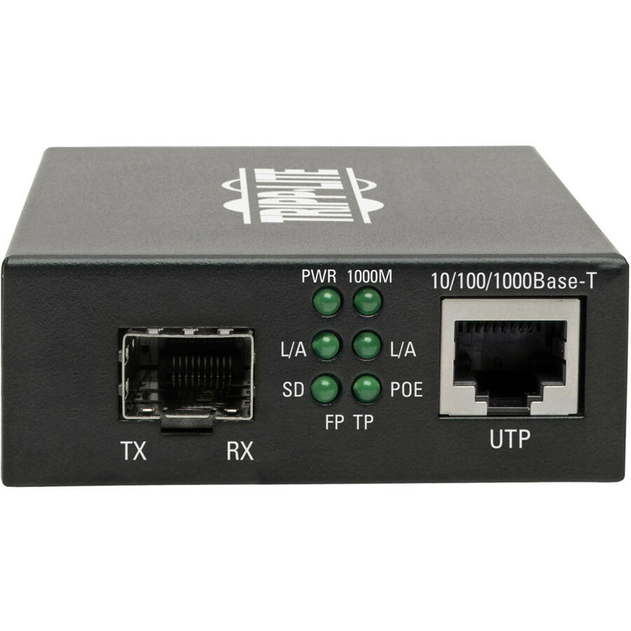 Tripp Lite Gigabit SFP Fiber to Ethernet Media Converter, POE+ - 10/100/1000 Mbps