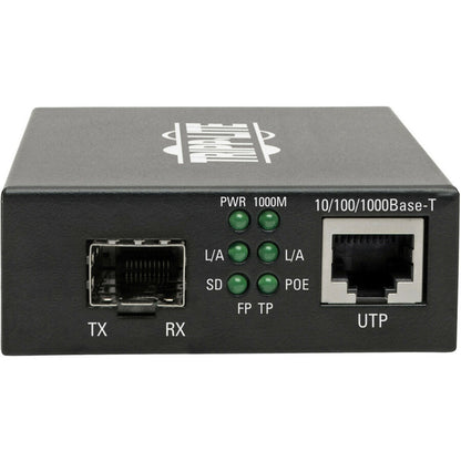 Tripp Lite Gigabit SFP Fiber to Ethernet Media Converter, POE+ - 10/100/1000 Mbps