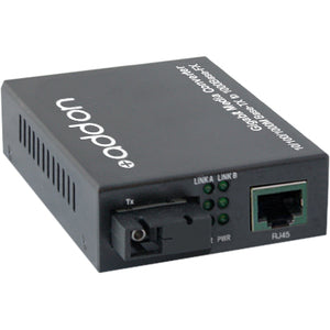 AddOn 10/100/1000Base-TX(RJ-45) to 1000Base-BXU(SC) BiDi SMF 1310nmTX/1550nmRX 20km Media Converter