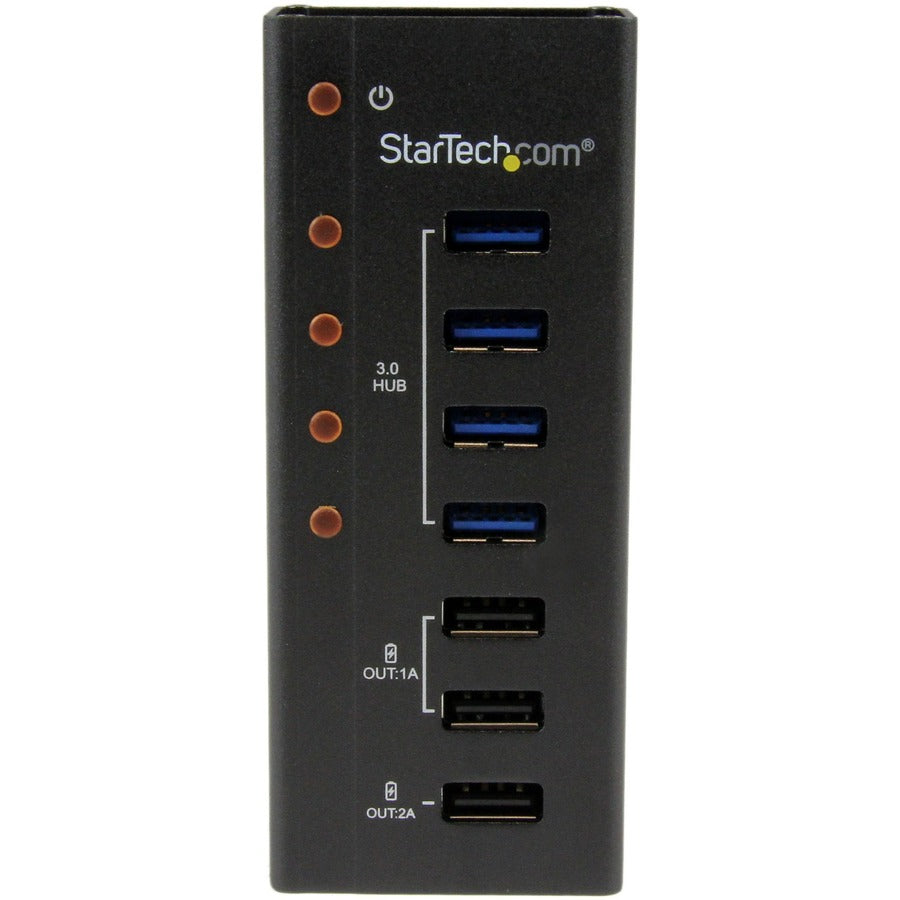 StarTech.com 4 Port USB 3.0 Hub plus 3 Dedicated USB Charging Ports (2 x 1A & 1 x 2A) - Wall Mountable Metal Enclosure